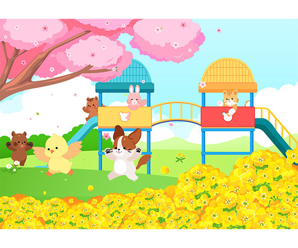 놀이터 봄 배경