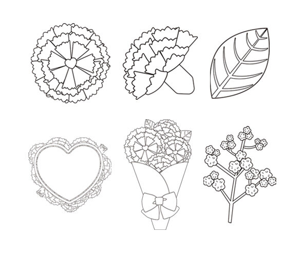 카네이션, 안개꽃 색칠 모음