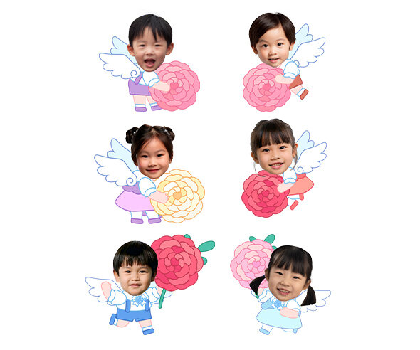 꽃 든 큐피드(천사) 합성이미지