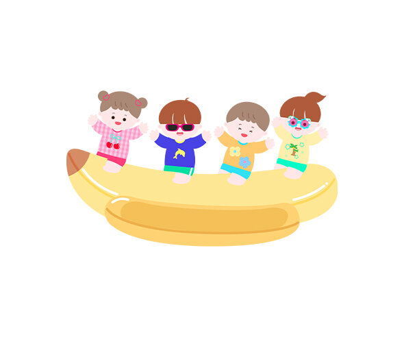 바나나보트 타는 아이들