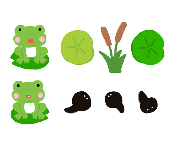 개구리,올챙이,연잎