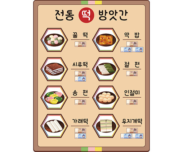 떡 방앗간 메뉴판(지폐)