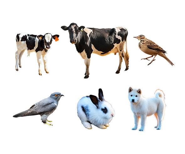 동물(개,젖소,토끼,뻐꾸기,종달새)