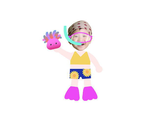 잠수하는 아이 합성이미지 (여아)