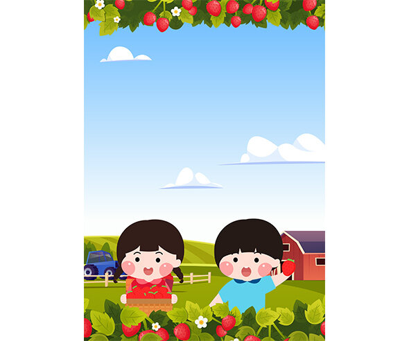딸기농장과 아이들 배경