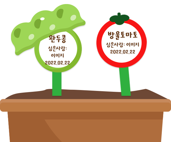완두콩 토마토 화분 이름표