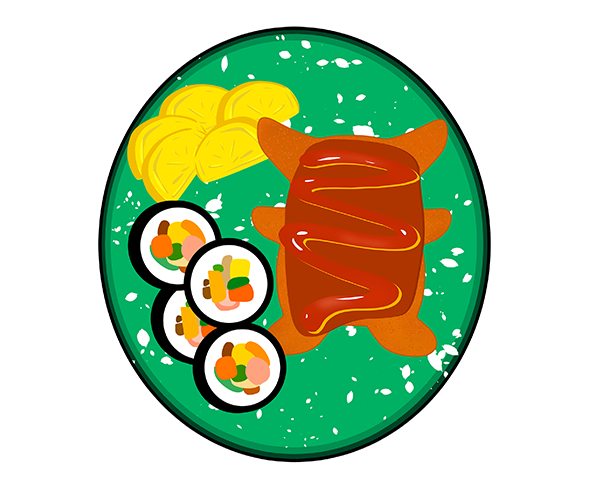 접시에 담긴 분식 세트