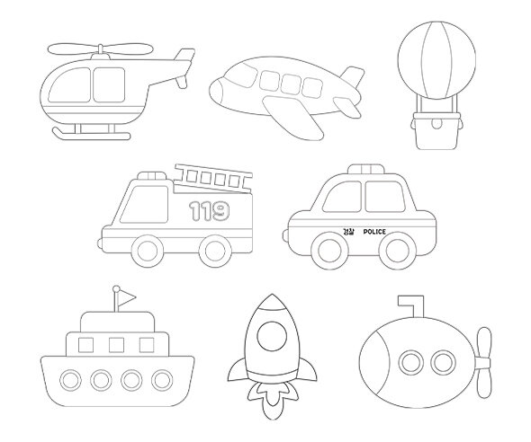 교통기관 색칠 모음