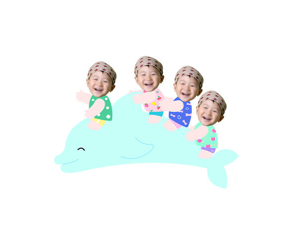 돌고래 타는 아이들 합성이미지