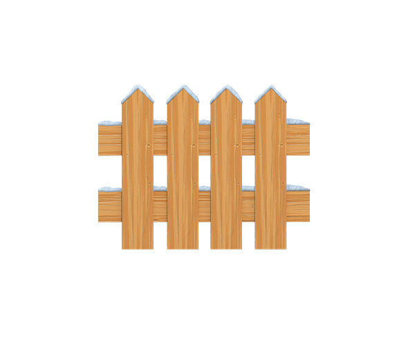 눈 쌓인 나무 울타리