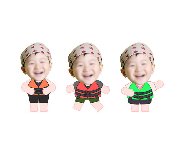구명조끼 입은 아이 합성이미지