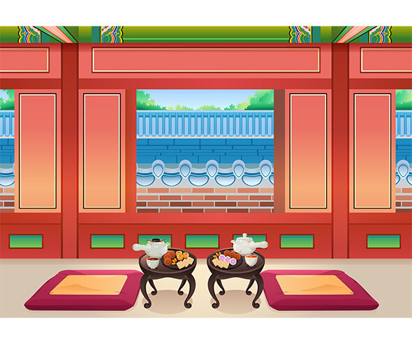 궁중 실내 배경(다도상 있는)