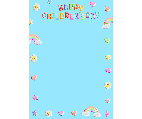 HAPPY CHILDRENS DAY 테두리 (하늘) (세로)
