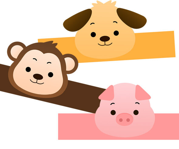 동물 머리띠 만들기 (돼지,원숭이,개)