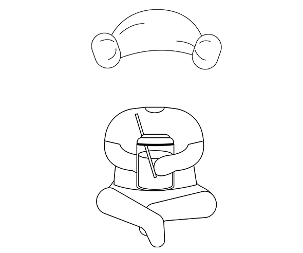 [색칠용] 찜질하는 아이 합성이미지