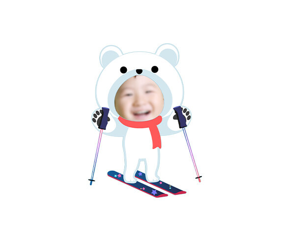 스키타는 북극곰 합성이미지