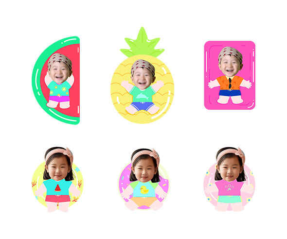 튜브 타고 있는 아이 합성이미지