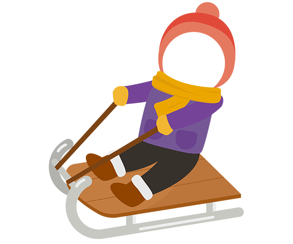 썰매타는 아이 합성이미지