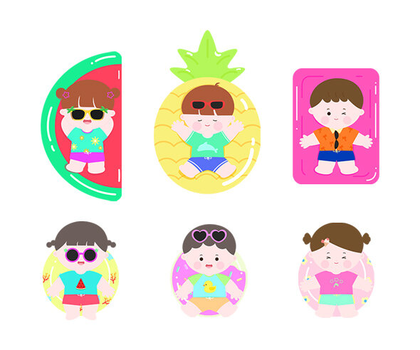 튜브 타고 있는 아이