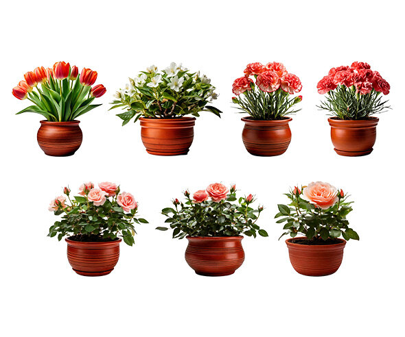 꽃 화분(장미,카네이션,튤립,치자나무)