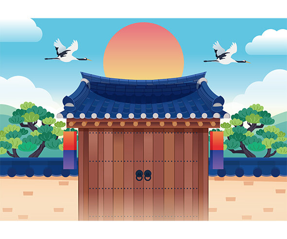 기와문 새해 배경