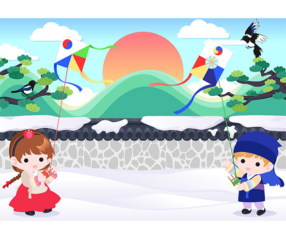 연 날리는 배경