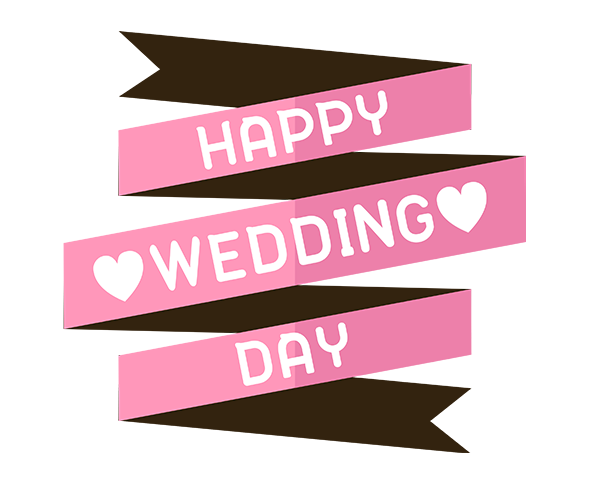 Happy wedding day 리본 라벨