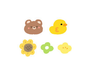 곰, 병아리, 꽃 (무료도안)