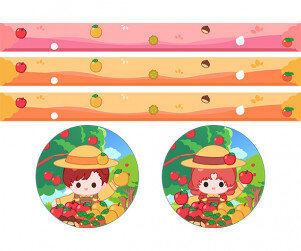 과수원 농부 띠지 라벨