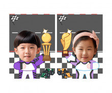 자동차 경주 놀이 합성 표지