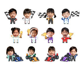 자동차 경주하는 아이 합성이미지