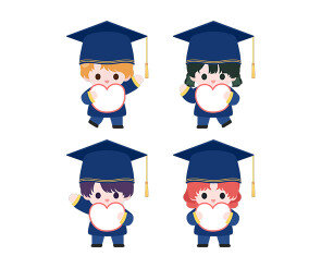 졸업, 수료 피켓 든 아이