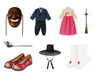 전통 물건(갓,한복,하회탈,버선,노리개,꽃신,비녀)