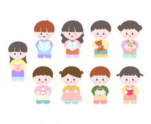 앉아있는 아이와 선생님 (겨울)