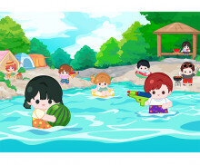 계곡 물놀이 배경