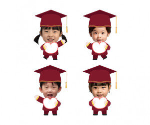 졸업, 수료 피켓 든 아이 합성이미지