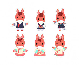 한복 입은 붉은 말