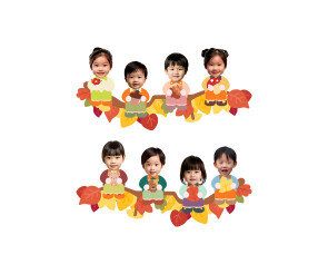 나뭇가지에 앉아있는 아이 (가을) 합성이미지