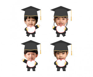 졸업, 수료 피켓 든 아이 합성이미지