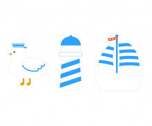 갈매기, 등대, 돛단배