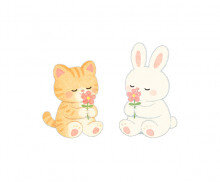 향기 맡는 토끼, 고양이