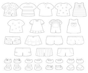 여름 옷, 신발 색칠 모음