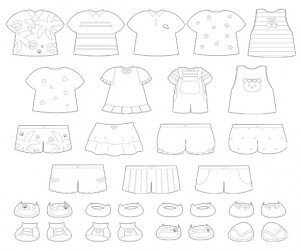 여름 옷, 신발 색칠 모음