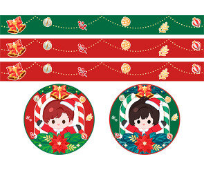 크리스마스 산타 띠지 라벨