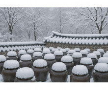 겨울 장독대 배경