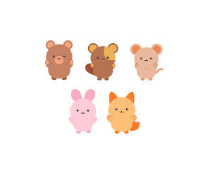 동물 (곰,다람쥐,여우,쥐,토끼)