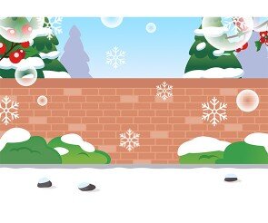 눈 내리는 담벼락 배경