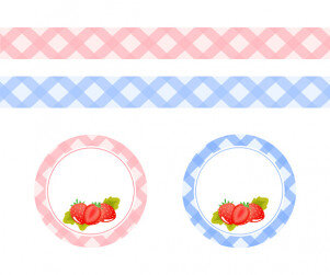 딸기 띠지 체크 라벨