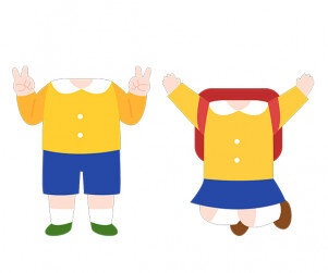 원복 입은 어린이 합성이미지