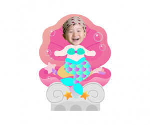 분홍 조개에 앉아 있는 인어 합성이미지(여아)